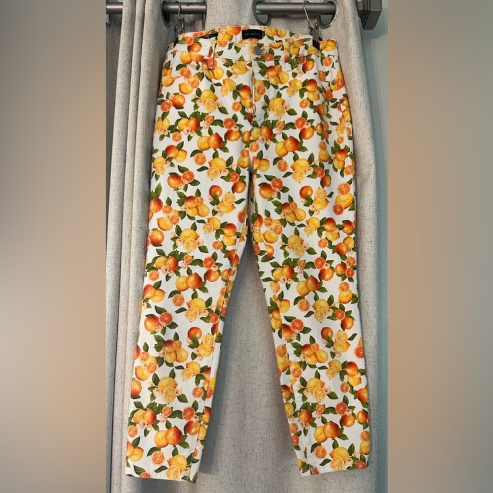 🍊 Talbots Citrus Print Jegging Crop Pants Size 6 Bright Fruit Pattern - Picture 1 of 11